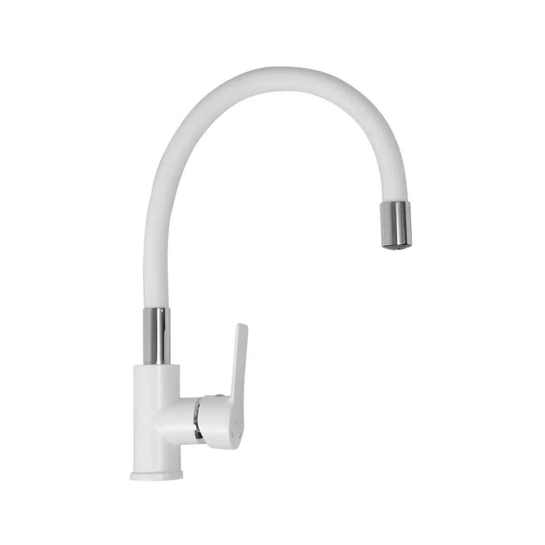 Смеситель для кухни Haiba трубчатый гибкий силиконовый излив,карт.35мм,гайка,белый/хр,HB70113-8