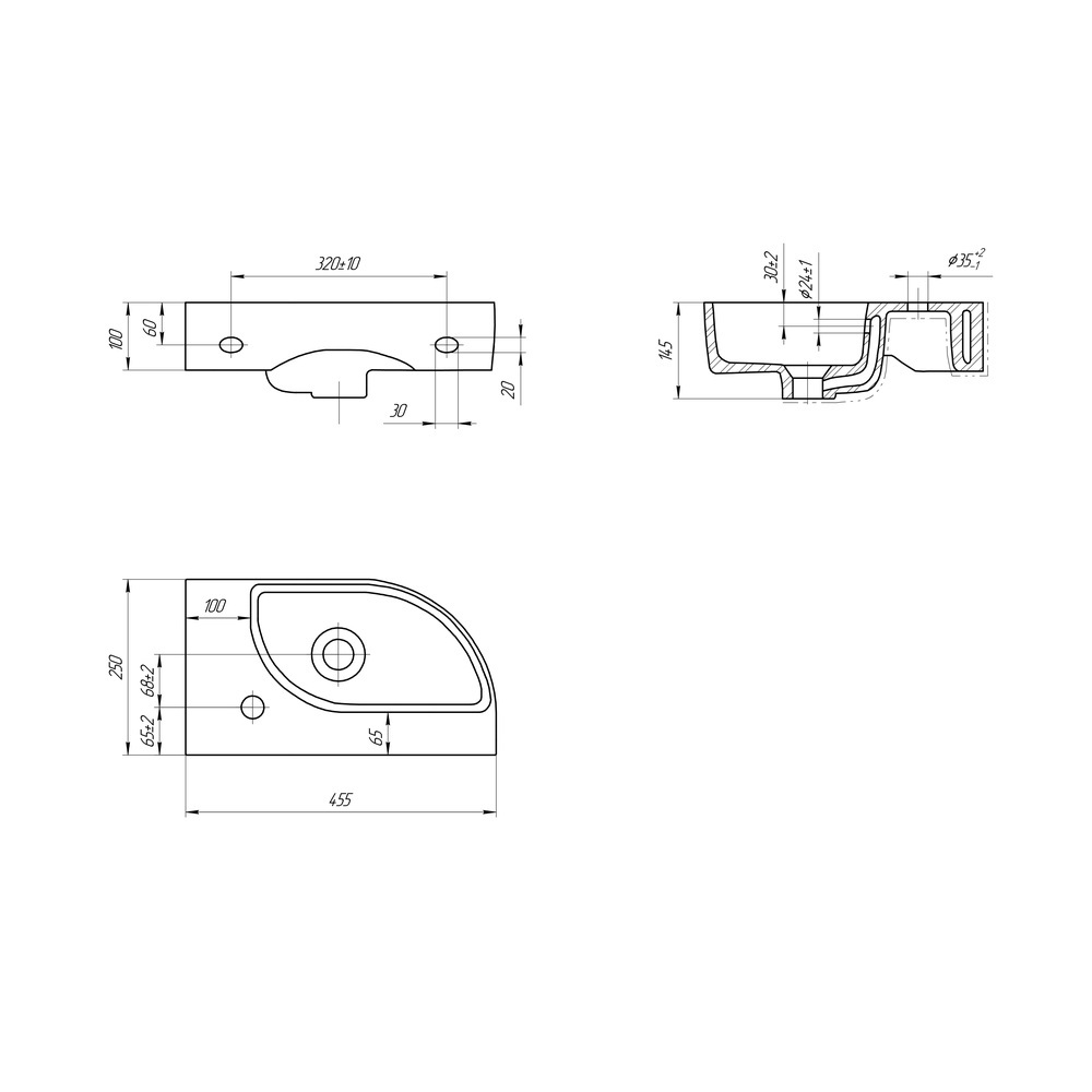 Раковина подвесная Cersanit Cameo 45