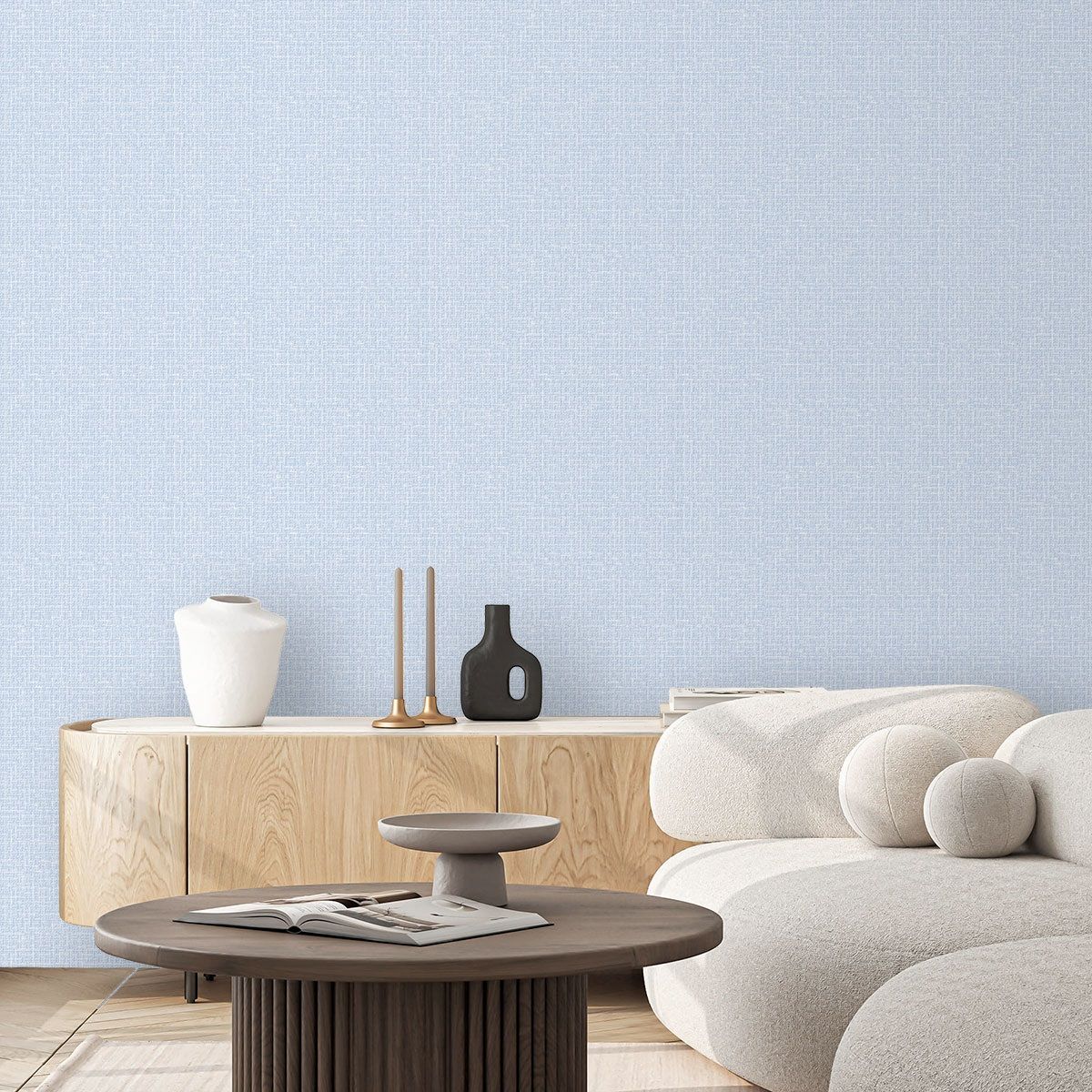 Обои TM Decolor Милена С11 П487 гр 3 01 голубые рогожка 0,53х10,05 м