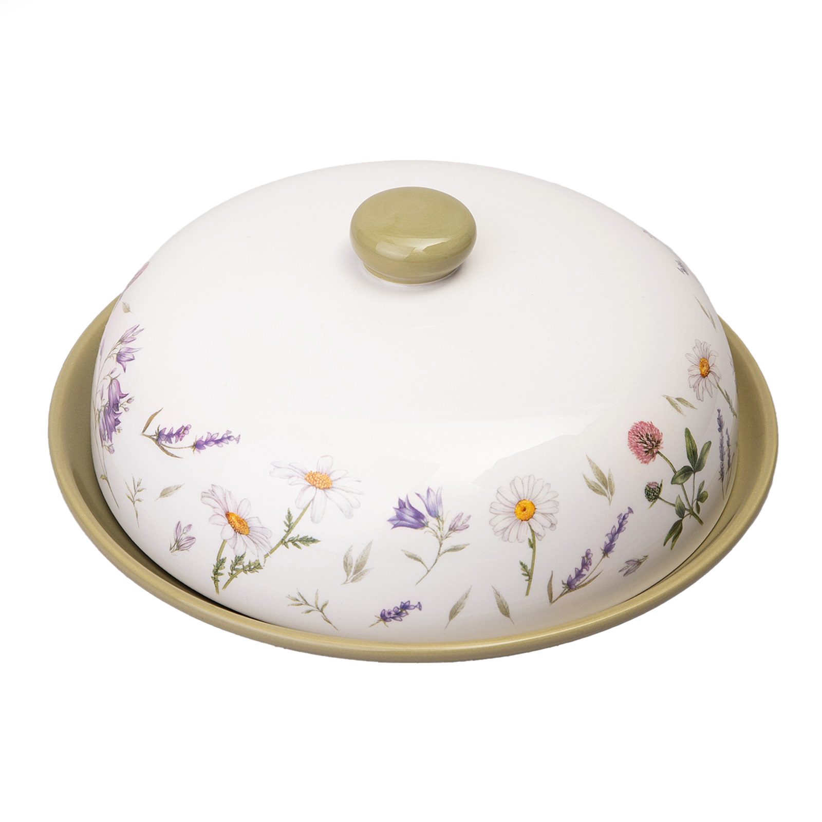 Блюдо для блинов с крышкой Agness Flower story 23х10 см керамика