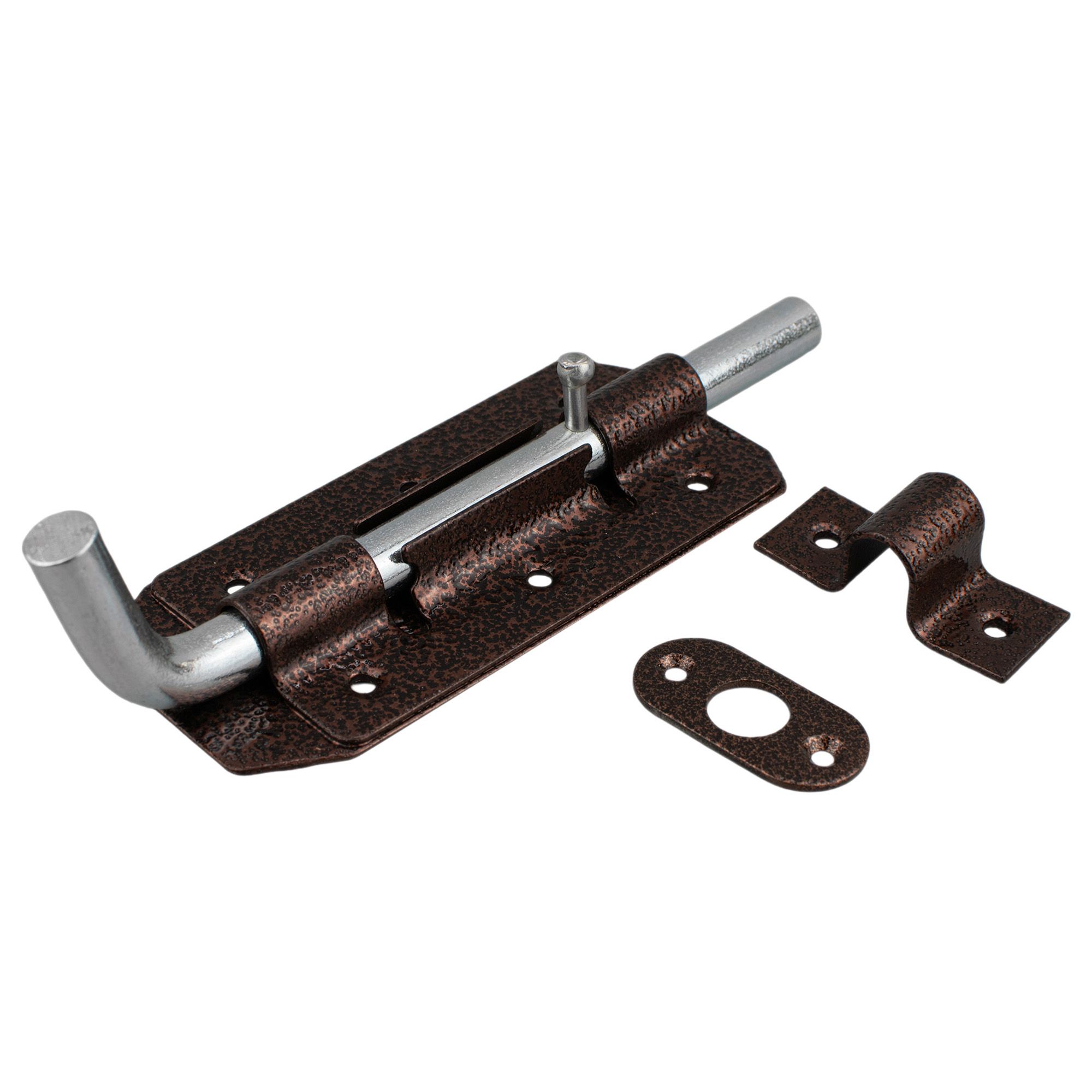 Засов накл оригинальный с круглым ригелем серебро