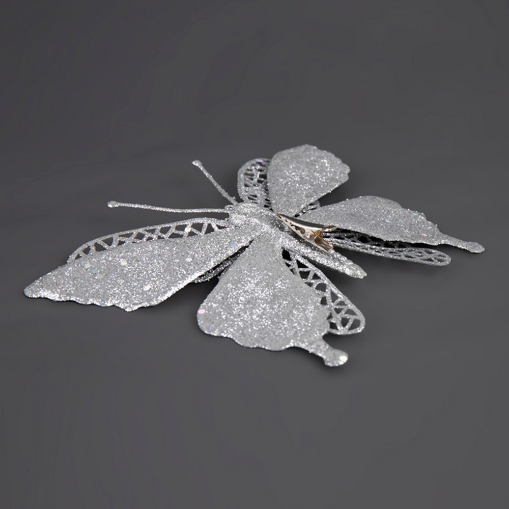 Украшение новогоднее Моя Елочка Бабочки 15 см серебро 2 шт 19031-0052