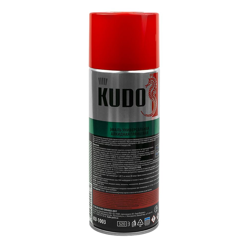 АЭРОЗОЛЬ KUDO эмаль красная 520мл (12)