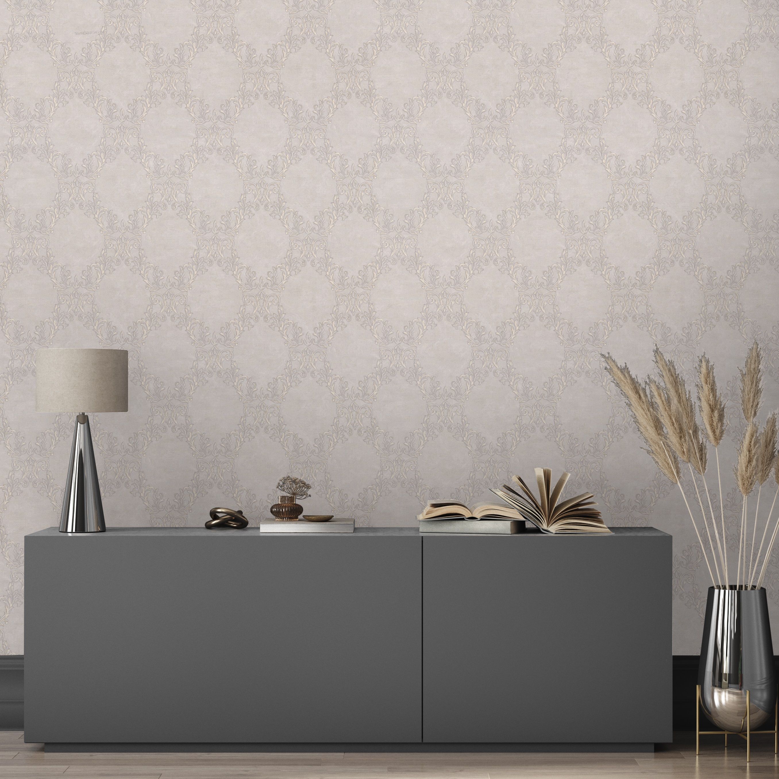 Обои Ornamy Palazzo 8088-11 серые вензель 1,06х10,05 м