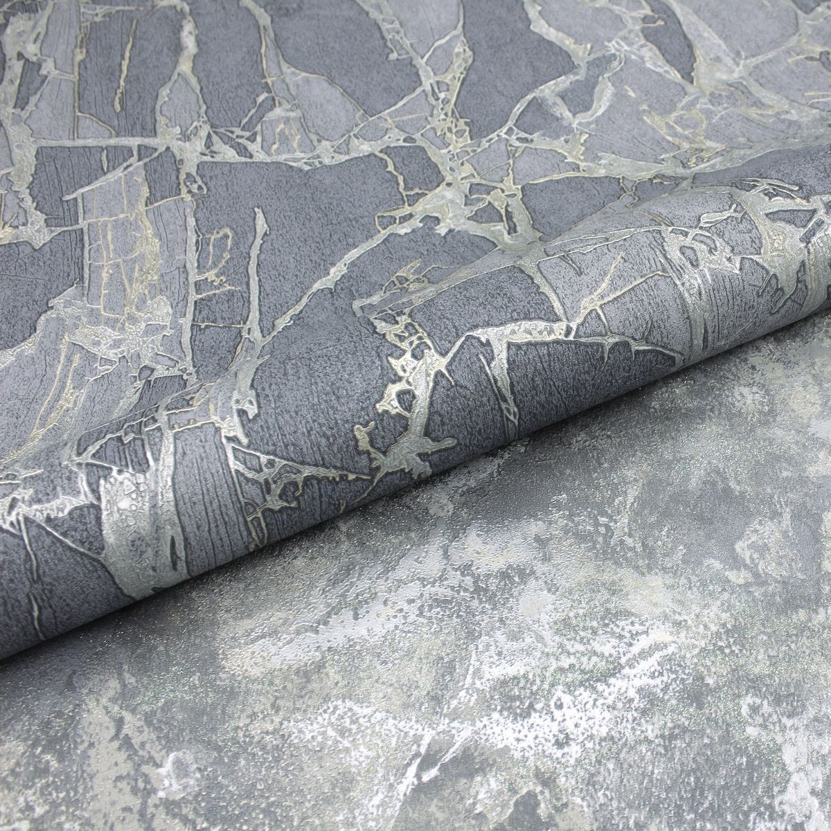 Обои Erismann Lava 60631-07 серые с золотом камень 1,06х10,05 м