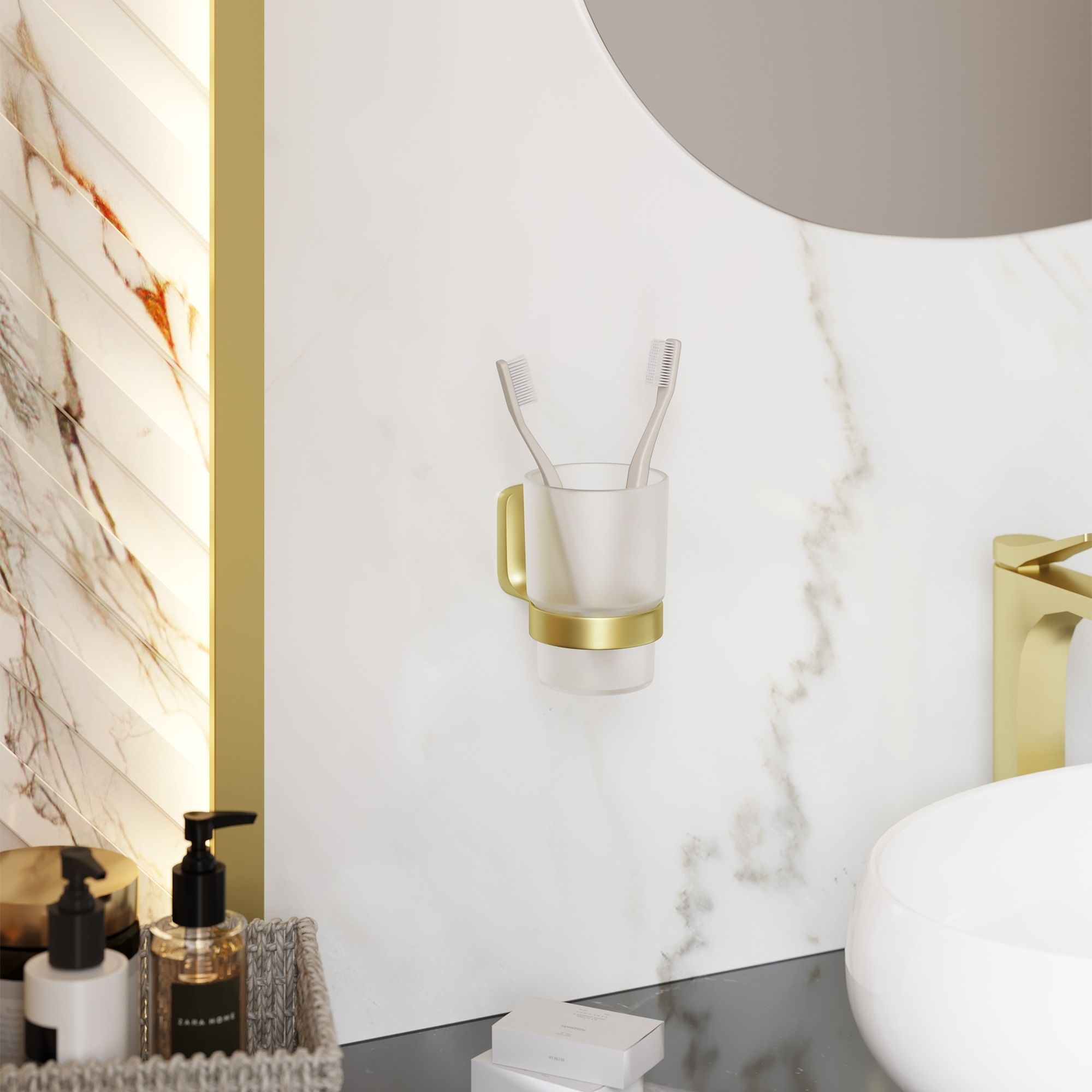 Стакан для зубных щеток настенный Kleber Gold KLE-GOLD044