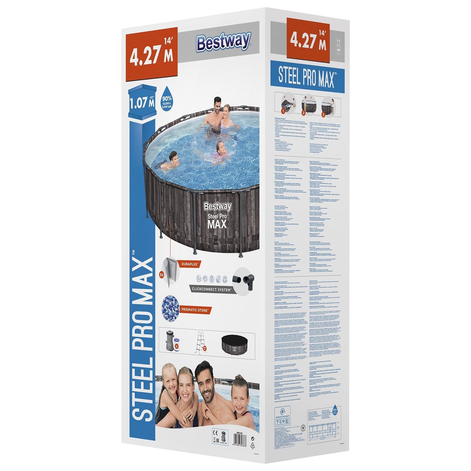 Бассейн каркасный круглый 427х107 см 13030 л Bestway Steel Pro Max ф-насос лестница чехол 5614Z