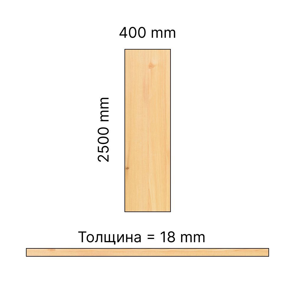 Щит мебельный 2500х400х18 мм сосна