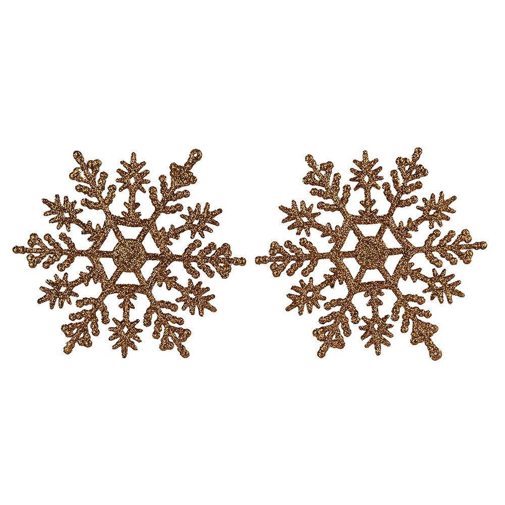 Подвески в блестках Зимние снежинки 9,5см 2шт янтарь