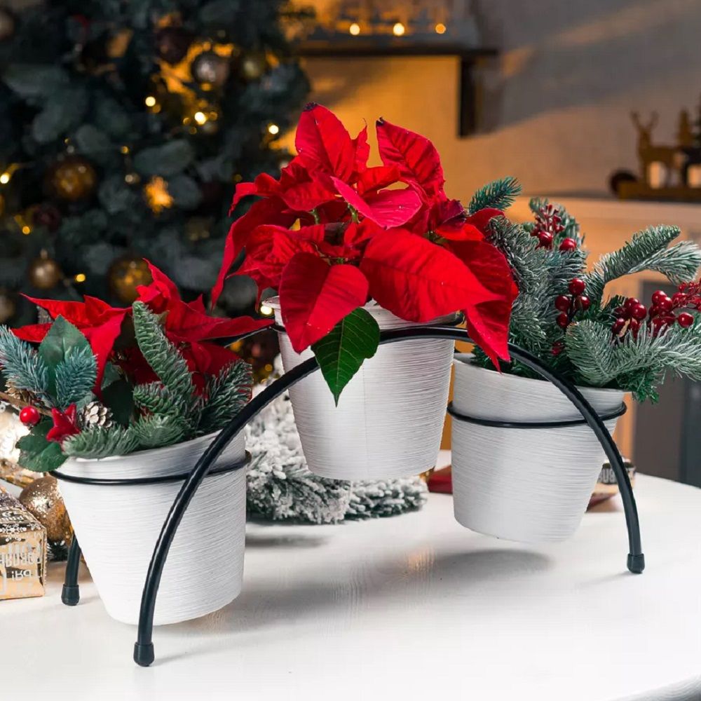 Подставка на подоконник 41-001 B на 3 цветка черная 290х120х160 мм