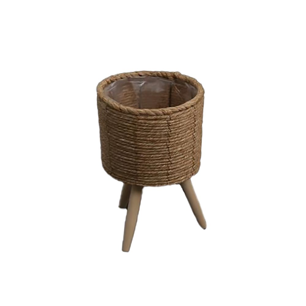 Кашпо коричневое 18х21 см с ножками 2024-7897