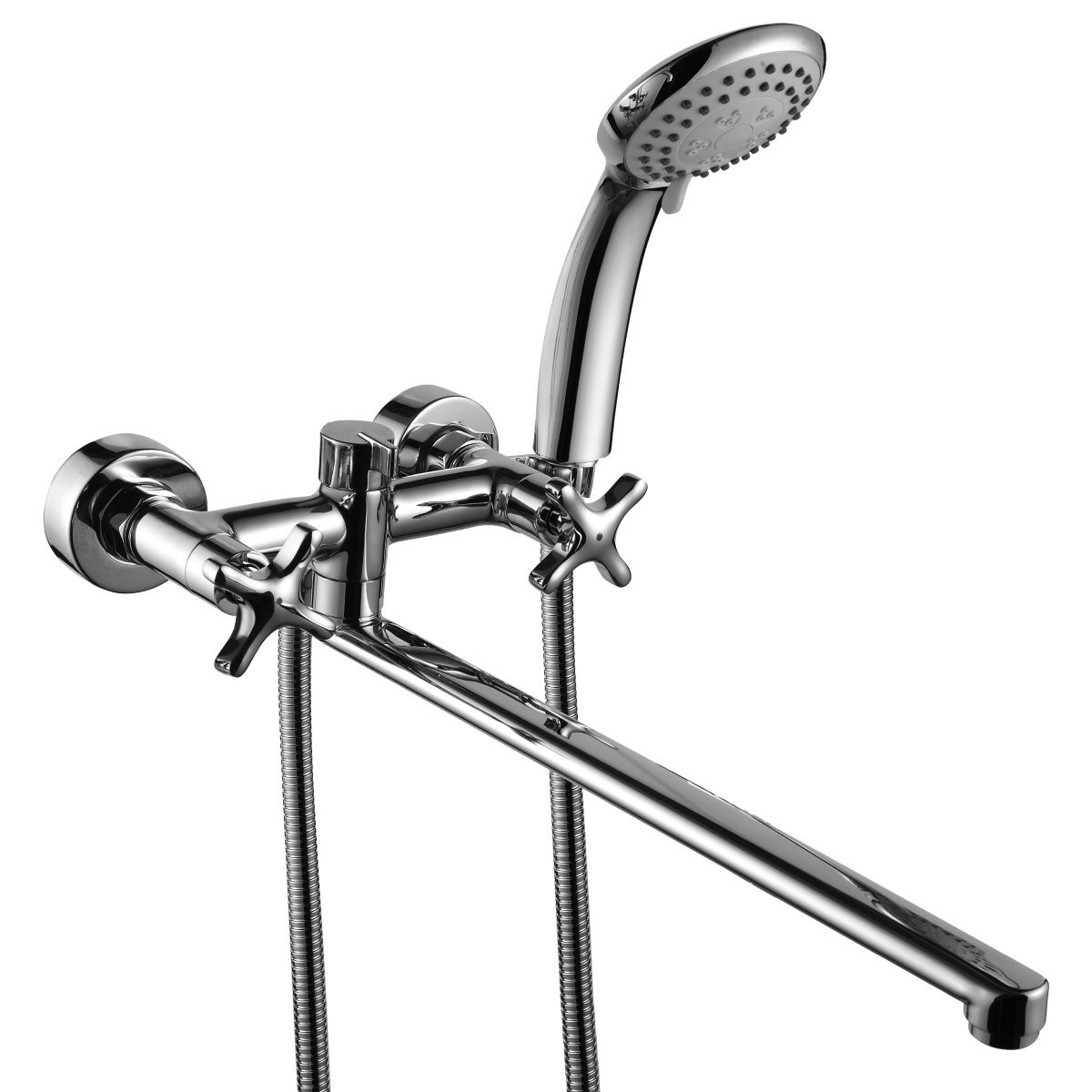 Смеситель для ванны Rossinka RS39-84 двухвентильный поворотный излив