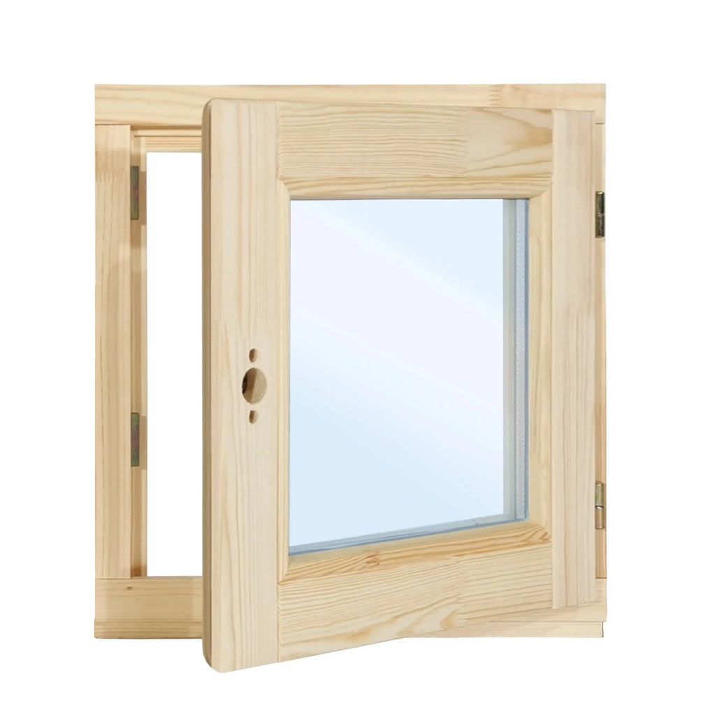 Окно деревянное стеклопакет с фурнитурой 400x400 мм