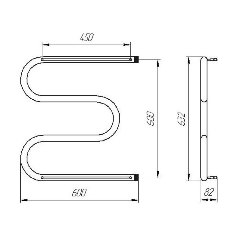 Полотенцесушитель водяной М-образный ПСВ-06-10 60х60 см с полкой