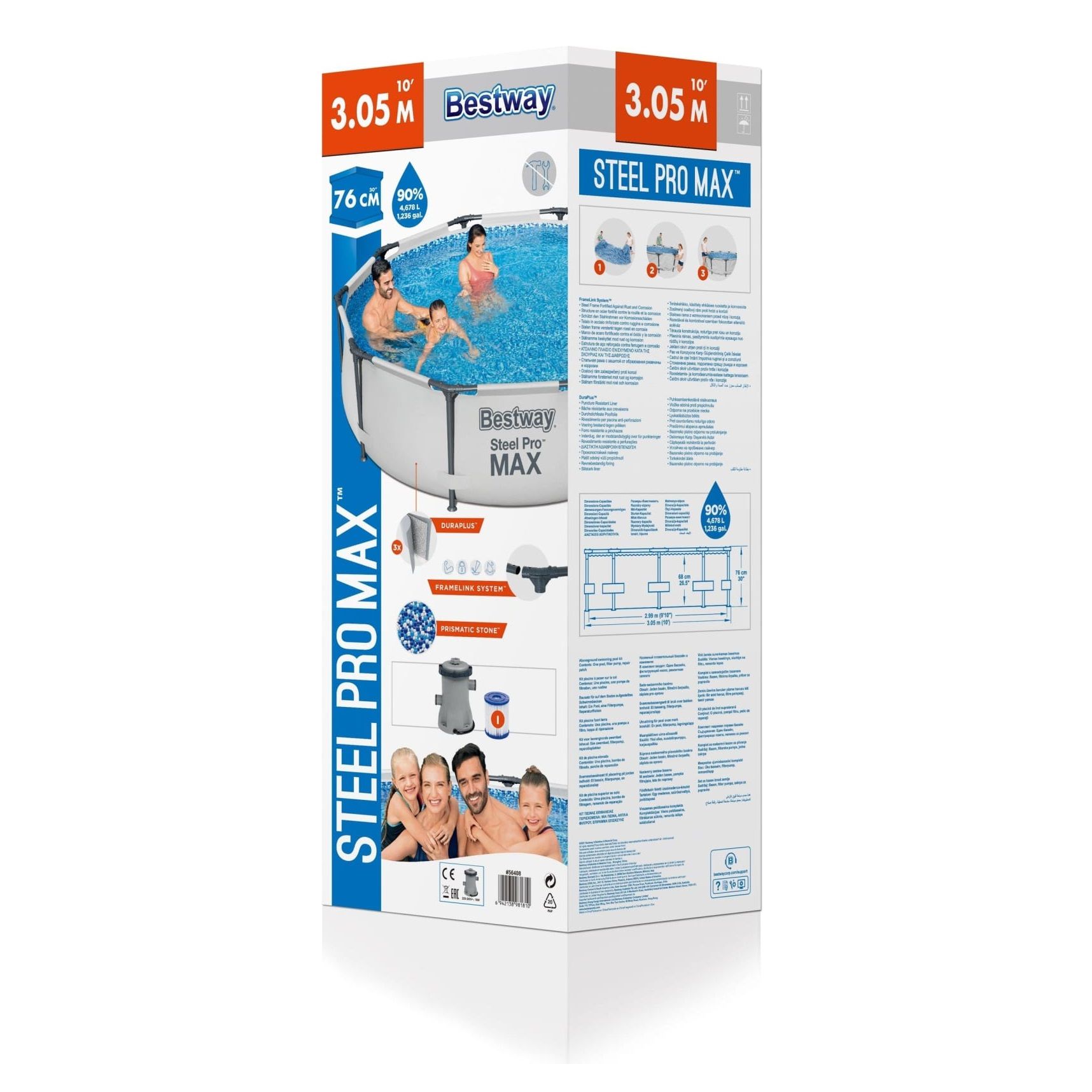 Бассейн каркасный круглый 305х76 см 4678 л Bestway 56408 (ф/насос)