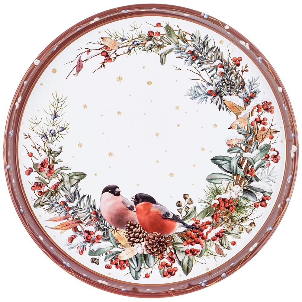 Поднос сервировочный Agness Cнегири d33 см красный