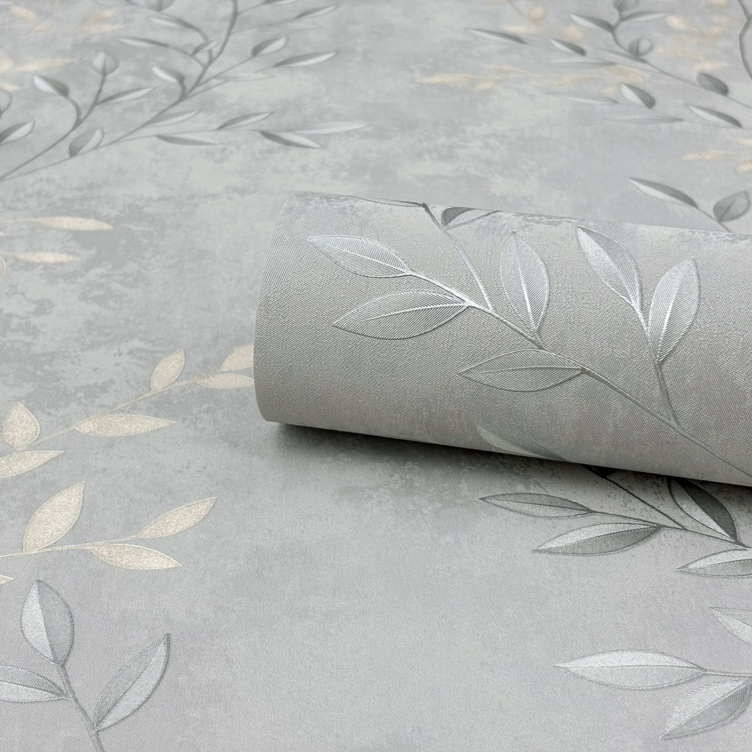 Обои Erismann Benefit Kelly 60981-05 серые листья 1,06х10,05 м