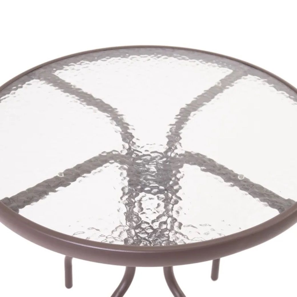 Стол Nolita d90 см h72 см закаленное фактурное стекло с коричневым полимер покрытием