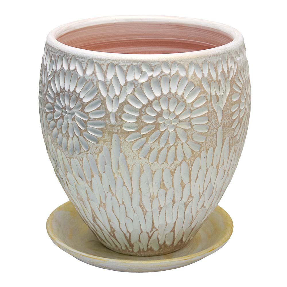 Горшок цветочный Астра Конус 26-223 бело-жемчужный 18 см 3 л