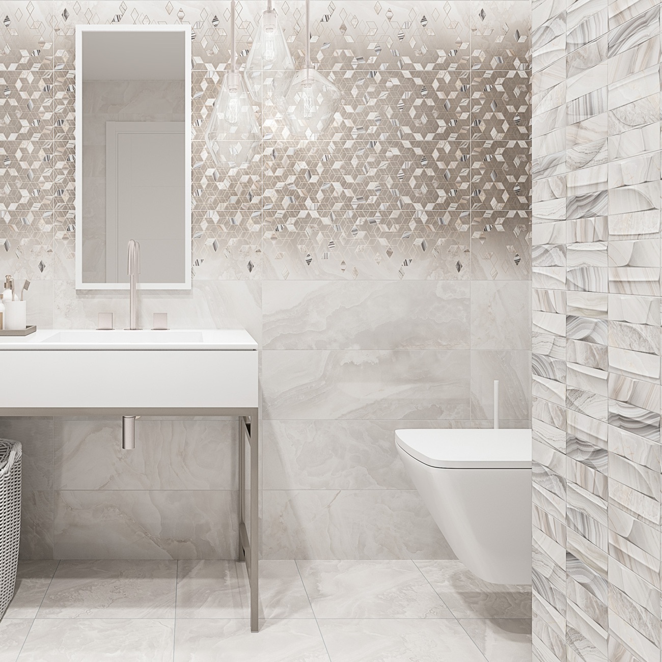 Плитка настенная Alma Ceramica Riola TWU12RLA14R рельеф 24,6х74 см серая 1,274 м2