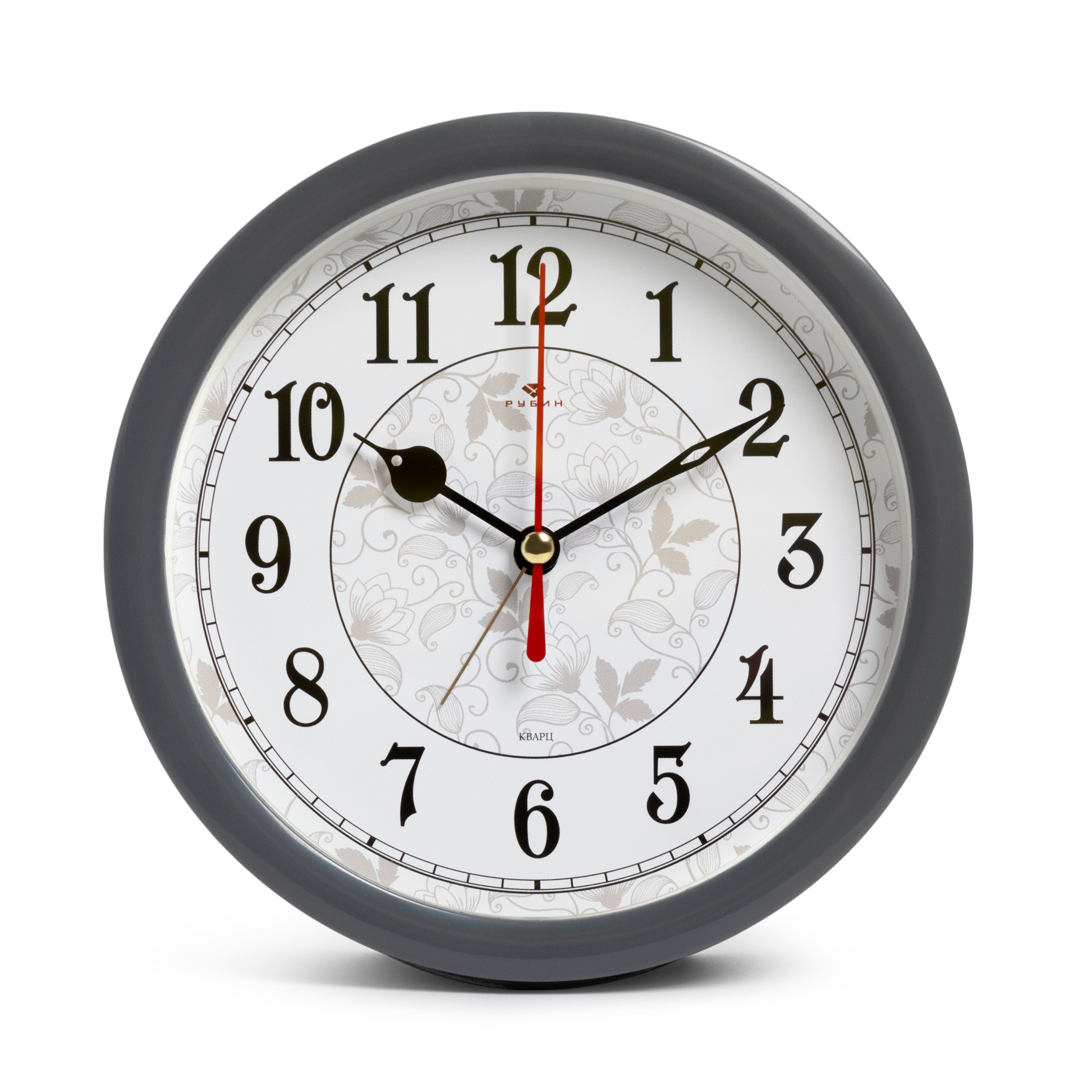 Будильник Узор d15 см серый