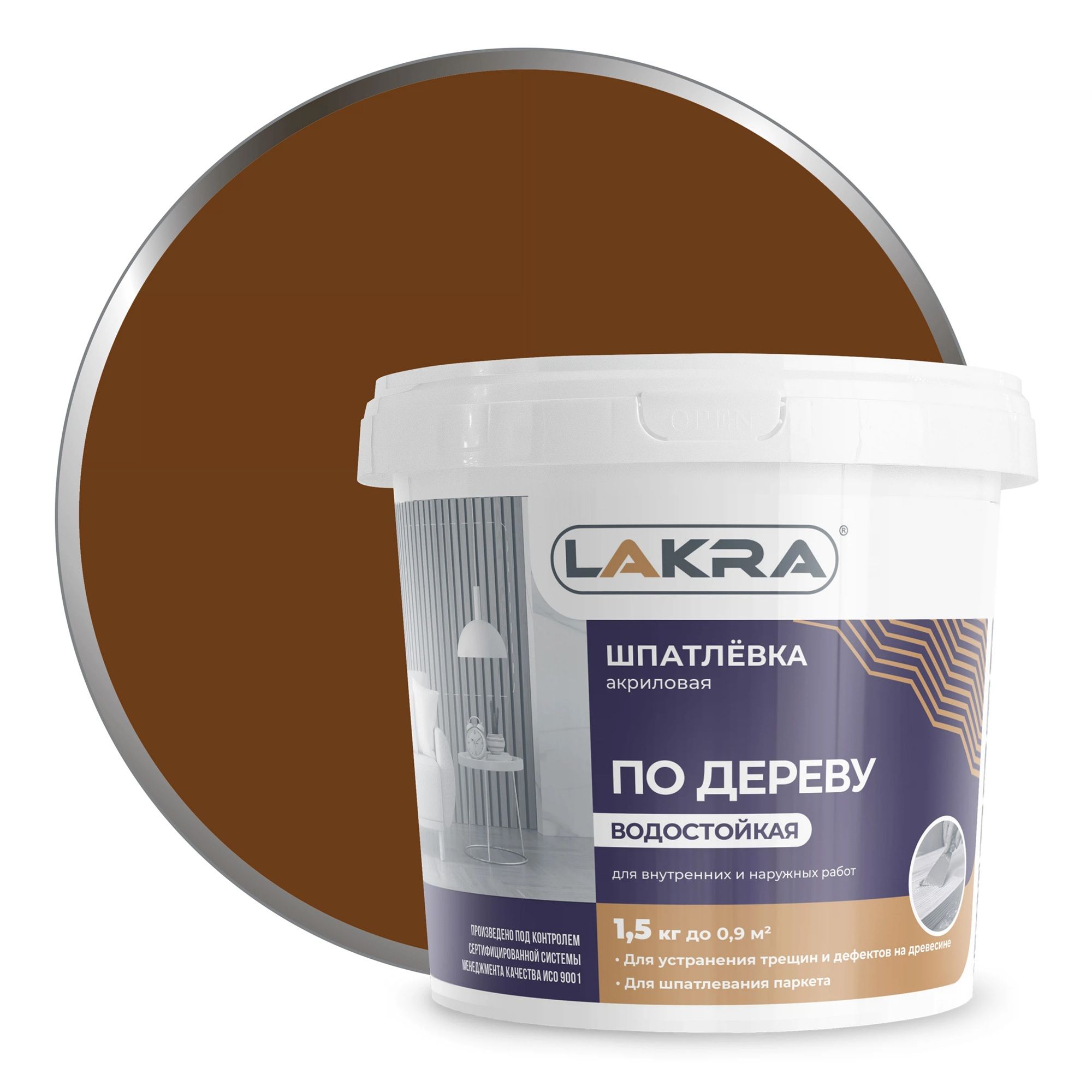 Шпатлевка по дереву Лакра орех 1,5 кг