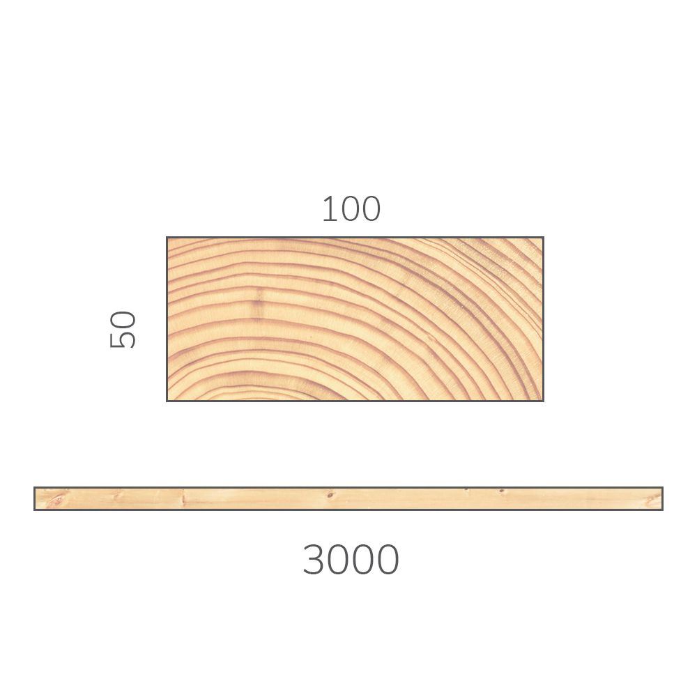Доска обрезная 50х100х3000 мм хвоя