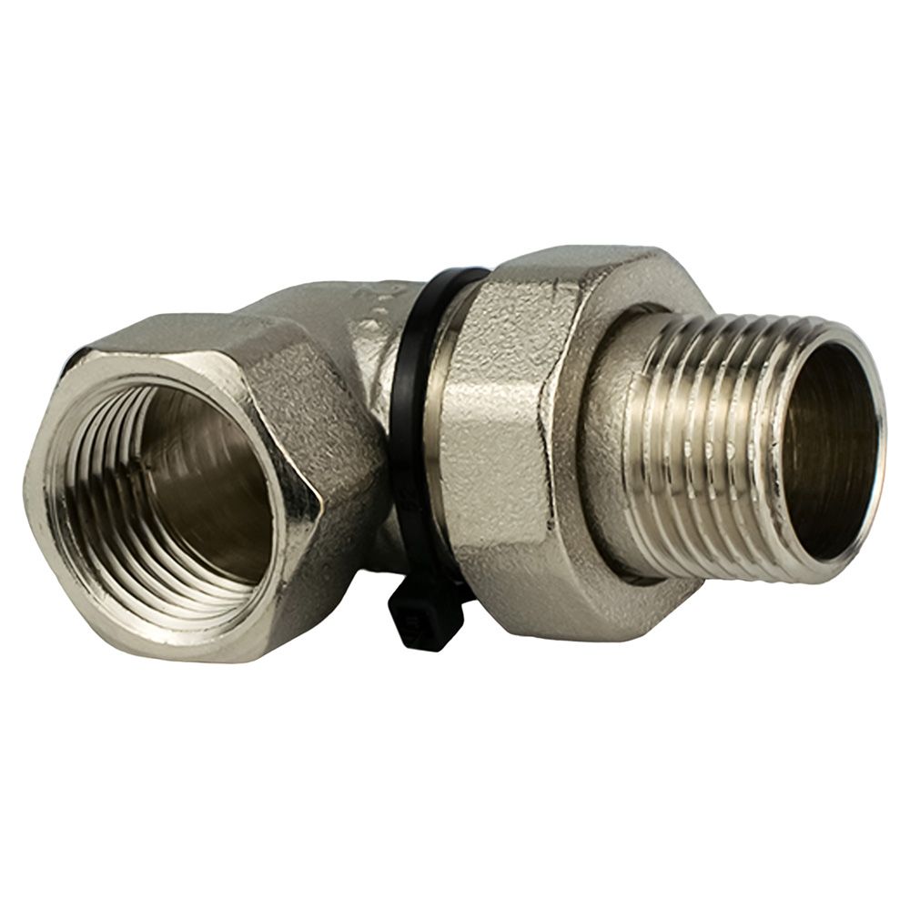 Соединитель американка угловой латунь никель 1/2" ВР/НР
