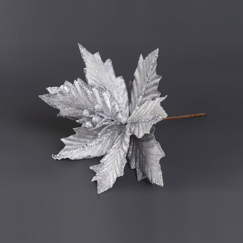 Украшение новогоднее Моя Елочка Пуансеттия d25 см серебро 10123-1637