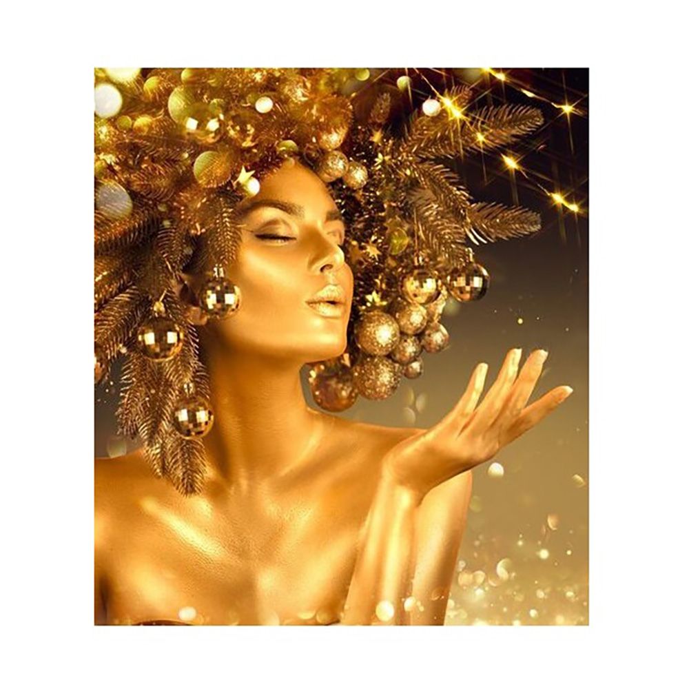 Картина интерьерная со смолой Девушка-золото 40х50 см 2025-0216-1