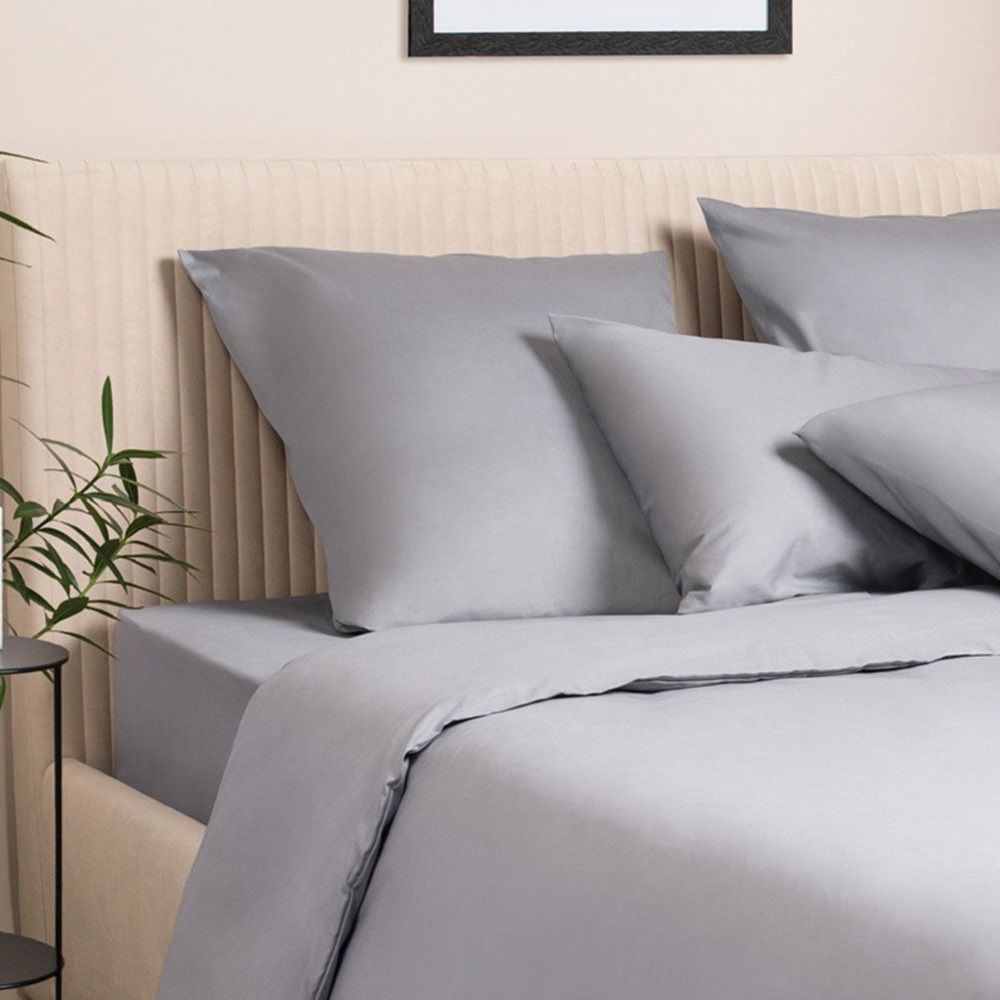 Простыня 220х240 см сатин Моноспейс ПССЕ темно-серая