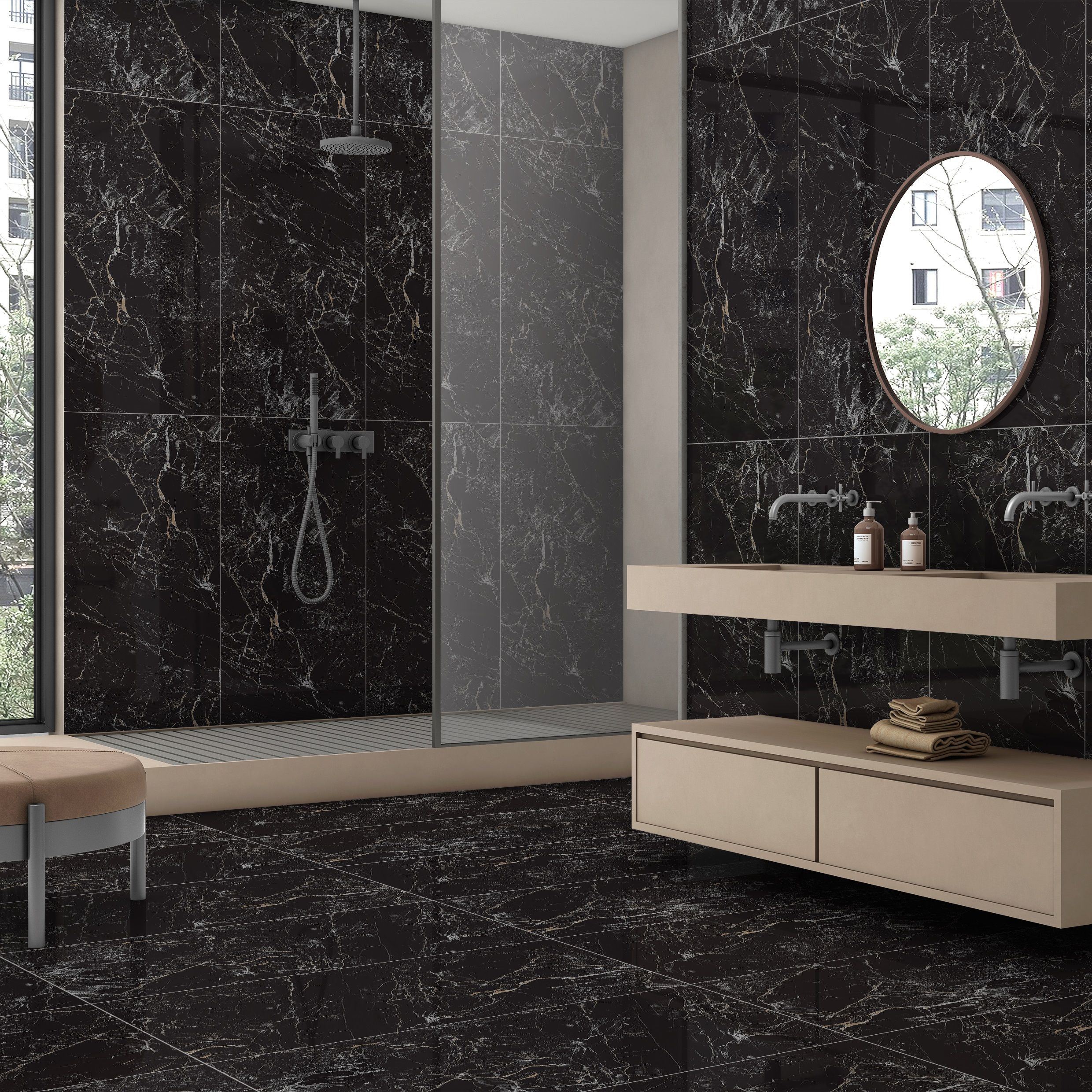 Керамогранит Eternal Black Lava high Glossy 600x1200 мм черный 1,44 м2