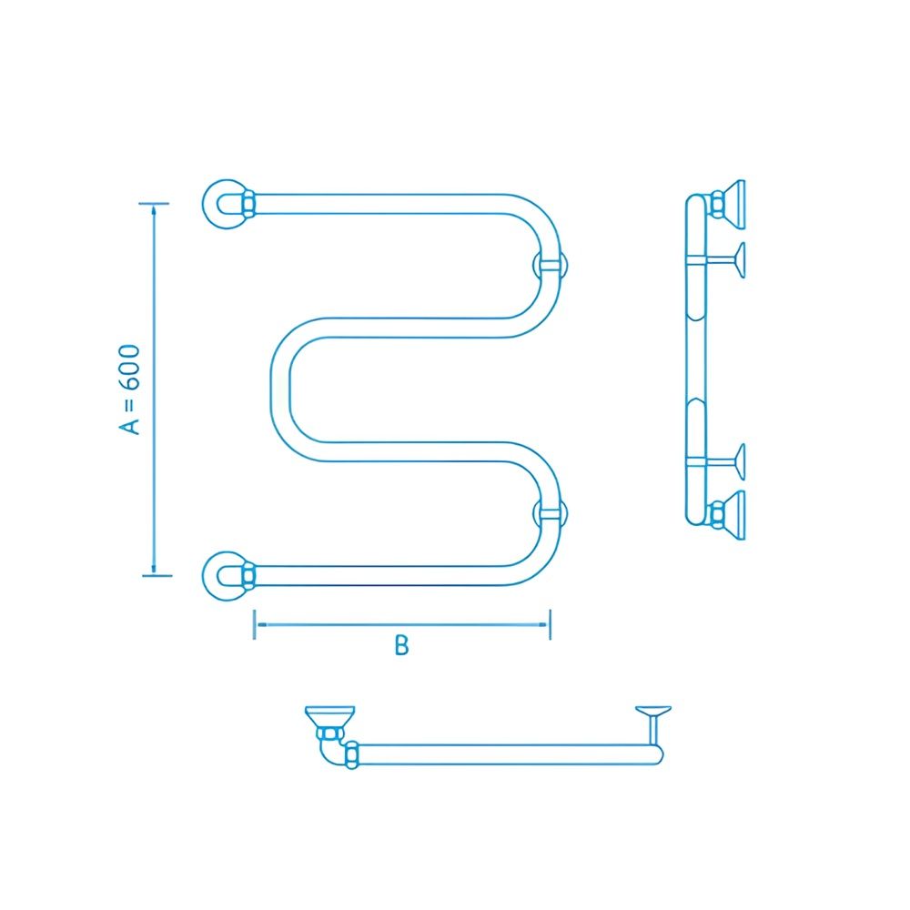 Полотенцесушитель водяной М-образный В37 Р60х50 см