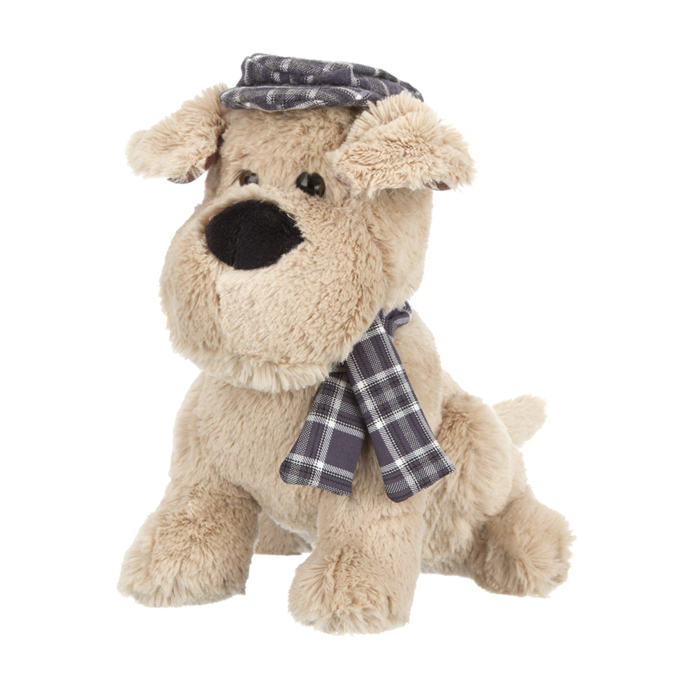 Игрушка мягкая Relana Собака бежевая в кепочке и шарфике 25 см