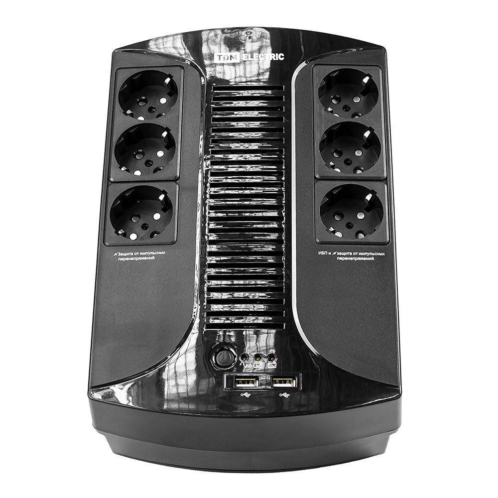 Источник бесперебойного питания ИБП 650 ВА 6 розеток +2USB TDM