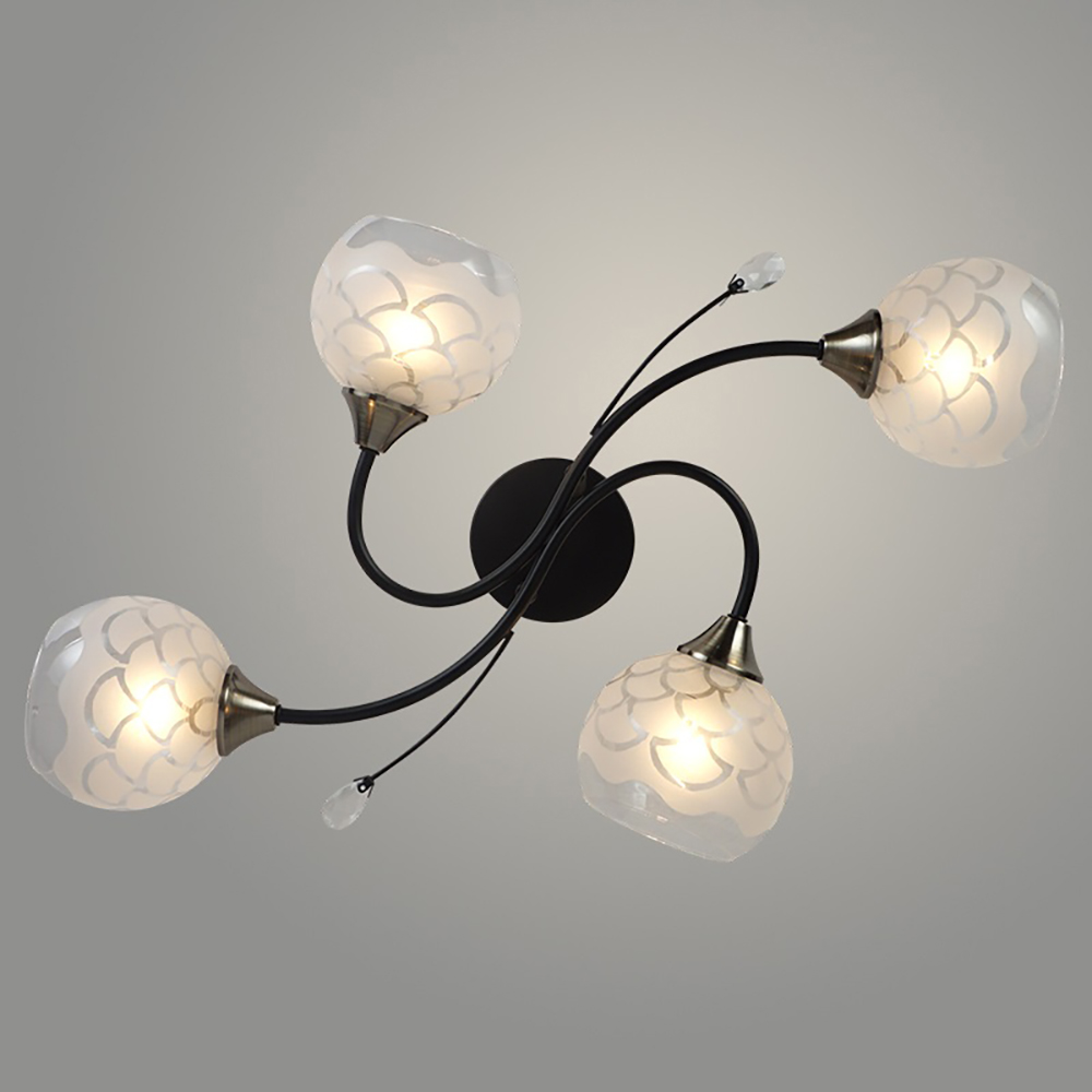 Люстра потолочная XA1396/4 BK+AB черный/бронза 4х60W E27 d660 h245, HN24