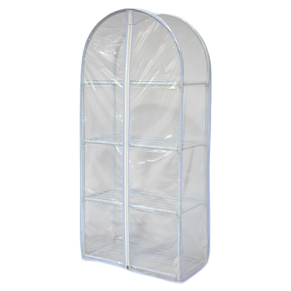 Парник для рассады 46x24x100 см 4 полки с чехлом ГеоПластБорд белый c округлым верхом