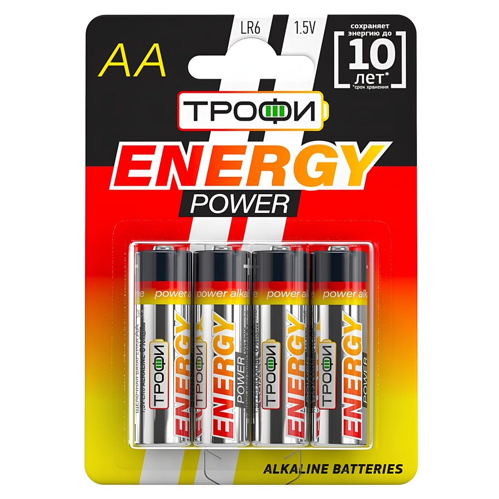 Батарейка щелочная Трофи Energy Power АА/LR6 BL-4 4 шт