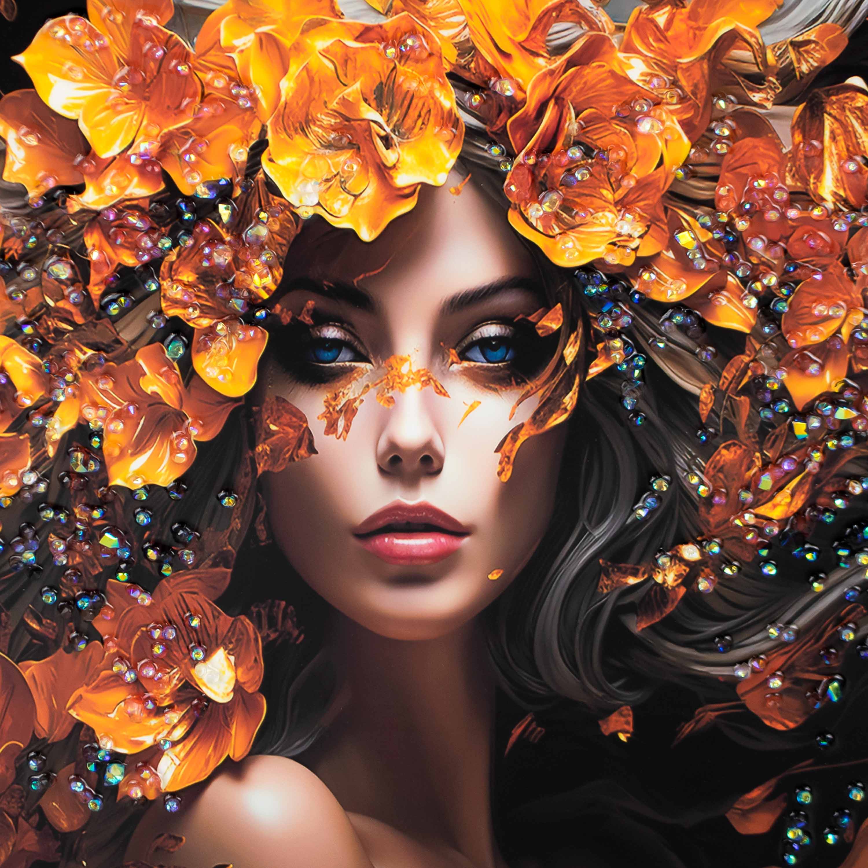 Картина интерьерная со смолой Девушка осень 2 30х40 см 2024-4913