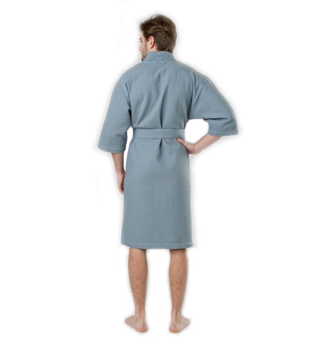 Халат-кимоно вафельный размер L серый