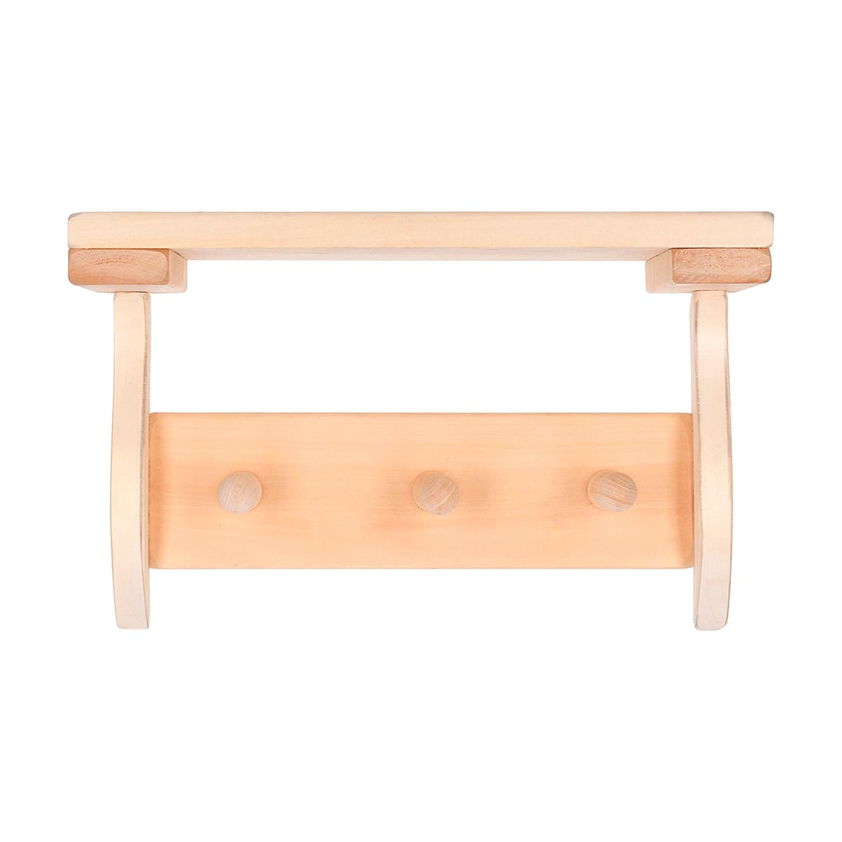Полка-вешалка 3-х рожковая 29х18х14 см липа Банные штучки