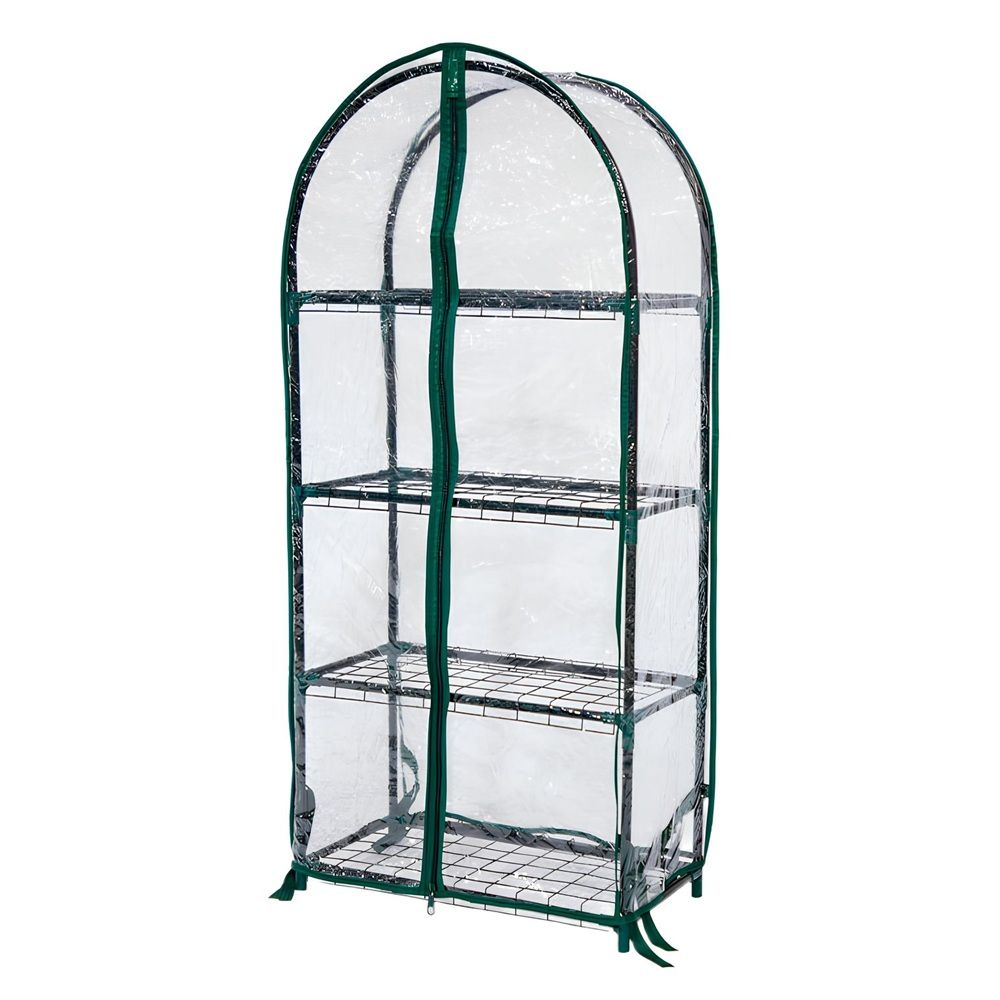 Парник для рассады 46x24x100 см 4 полки с чехлом ГеоПластБорд зеленый c округлым верхом