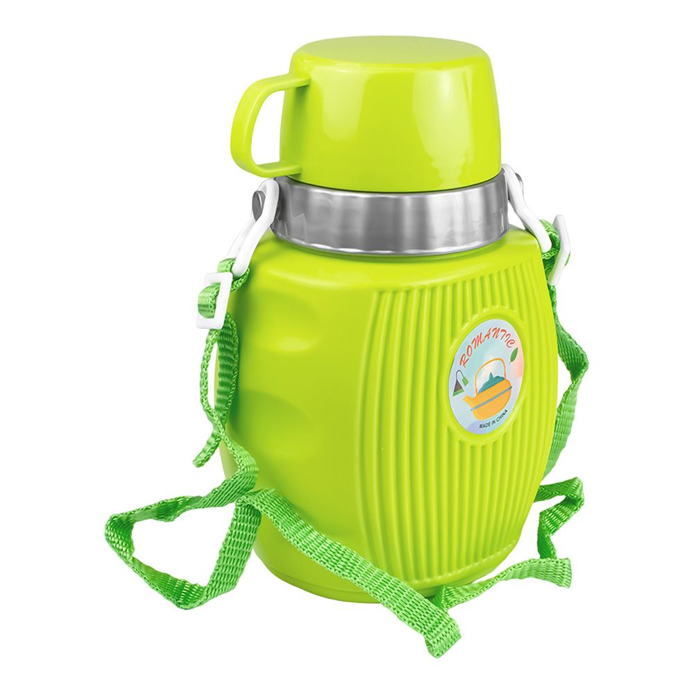 Фляжка туристическая пластиковая 600 мл с кружкой лето