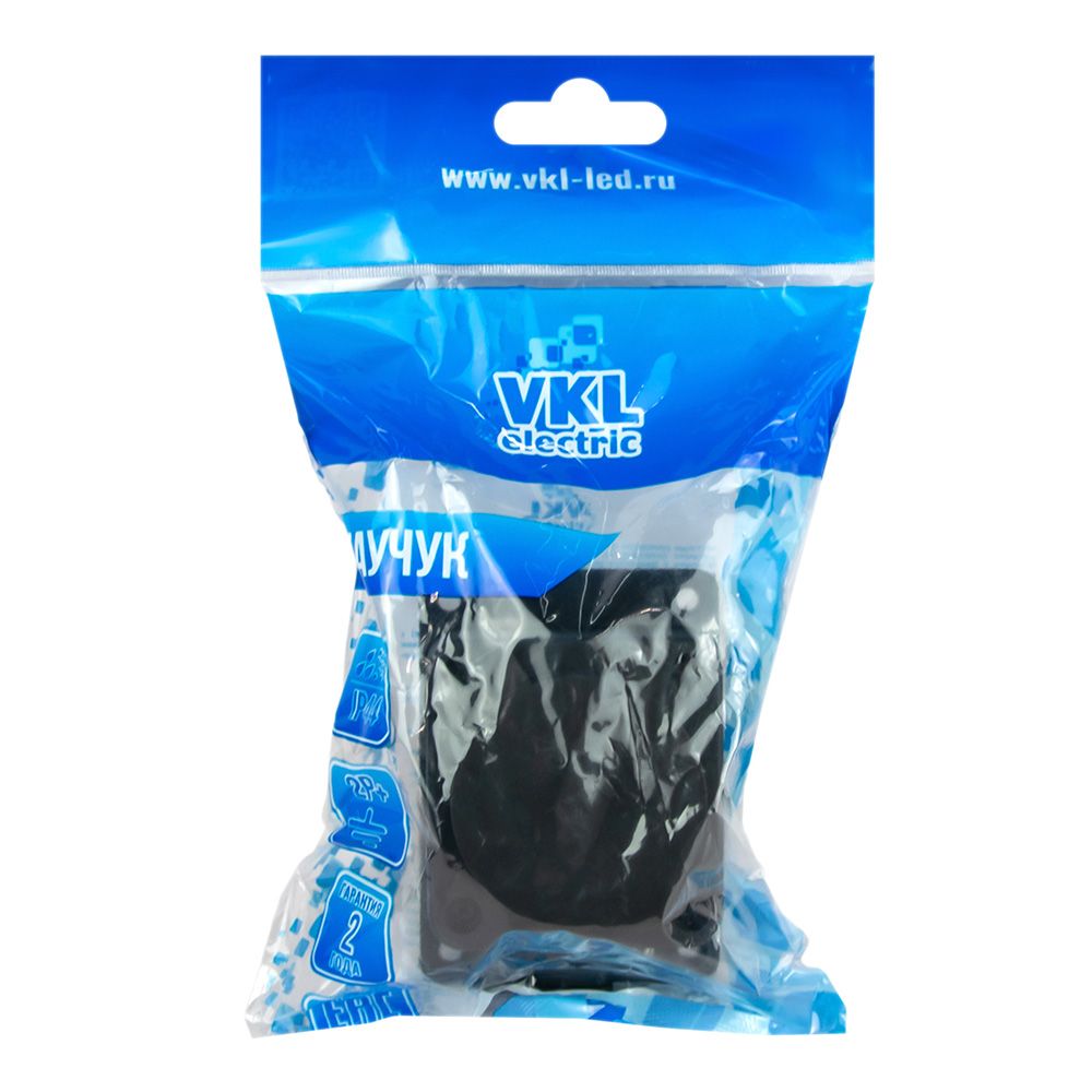 Розетка н/у с заглушкой каучук 2Р+Е 16А IP44 TANGO VKL electric черная