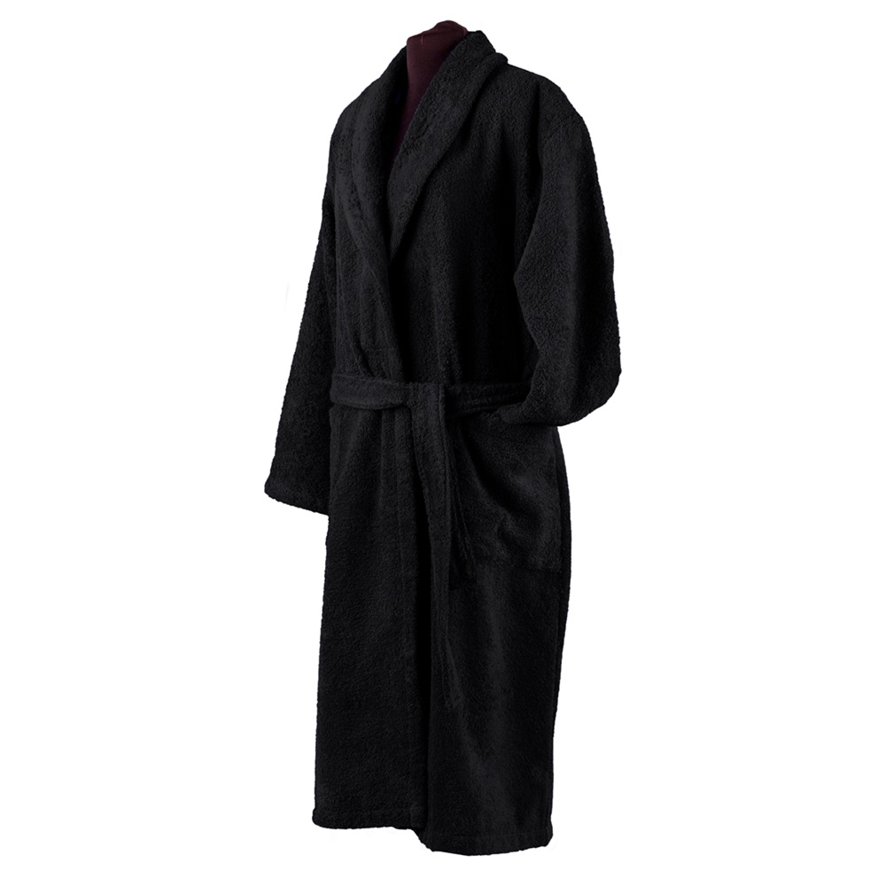 Халат махровый унисекс шалька АлтынАсыр размер 48-50 черный