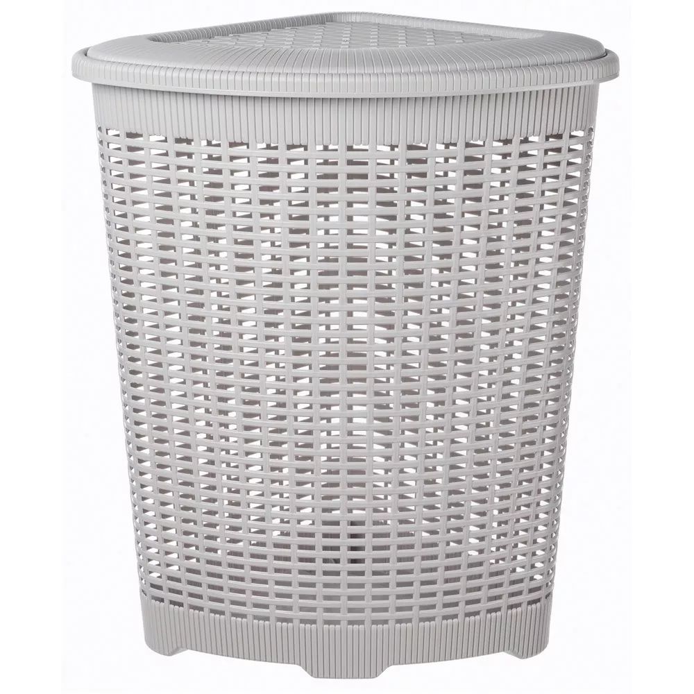 Корзина для белья угловая 50 л 39,5х39,5х59,5 см светло-серая
