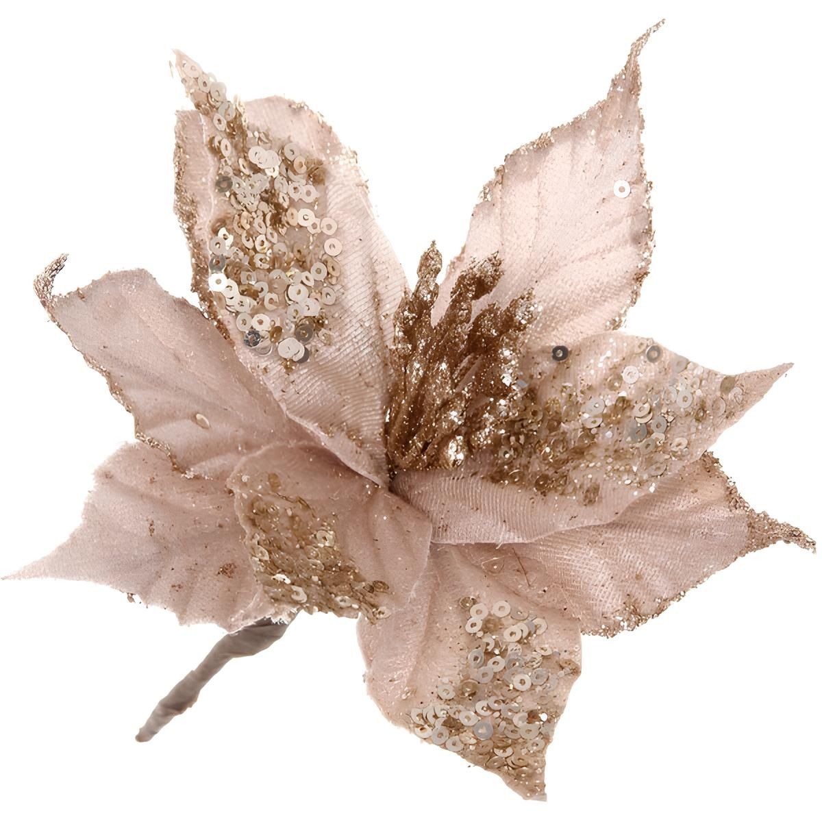 Украшение новогоднее Пуансеттия-Блеск 19 см шампань