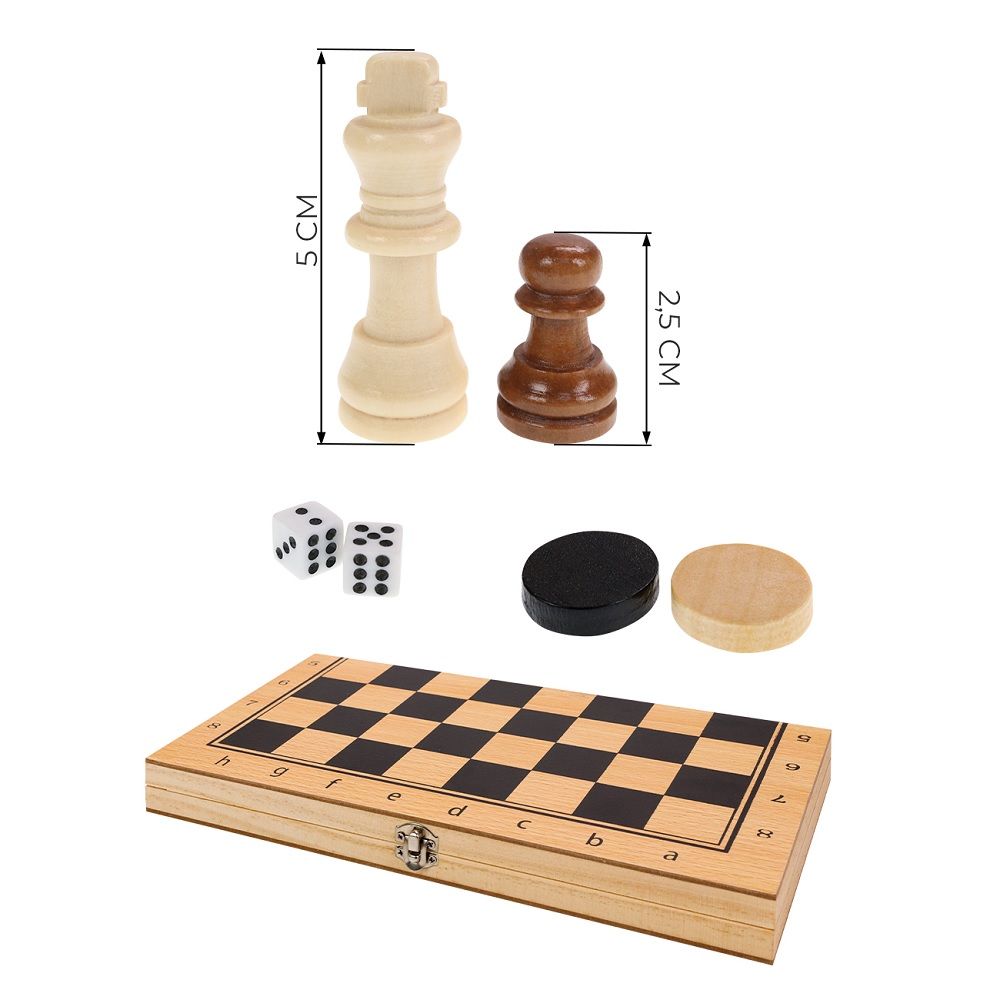 Игра 3 в 1 дерево Нарды, шашки, шахматы 29х14,5х3 см фигуры дерево, в коробке