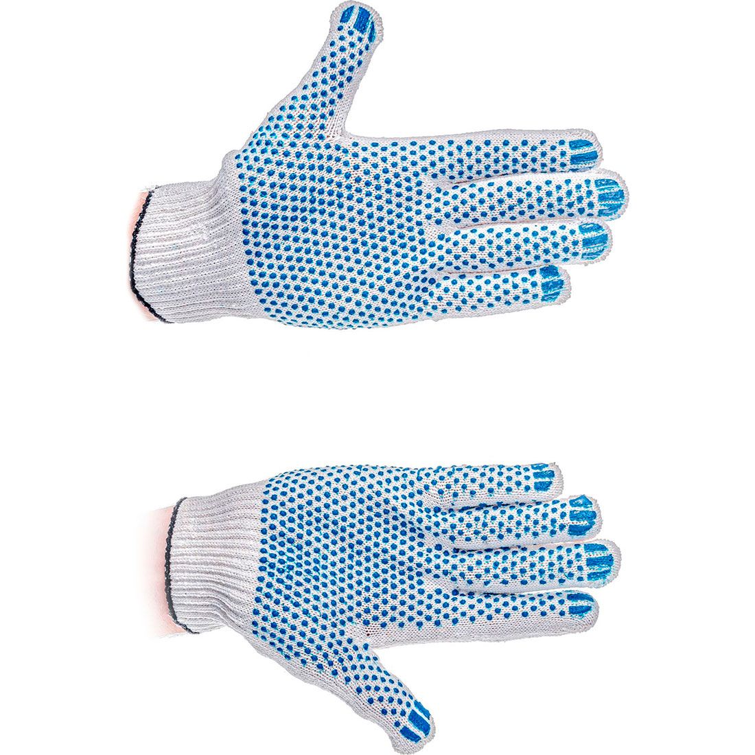 Перчатки х/б с ПВХ 5-ти ниточные белые