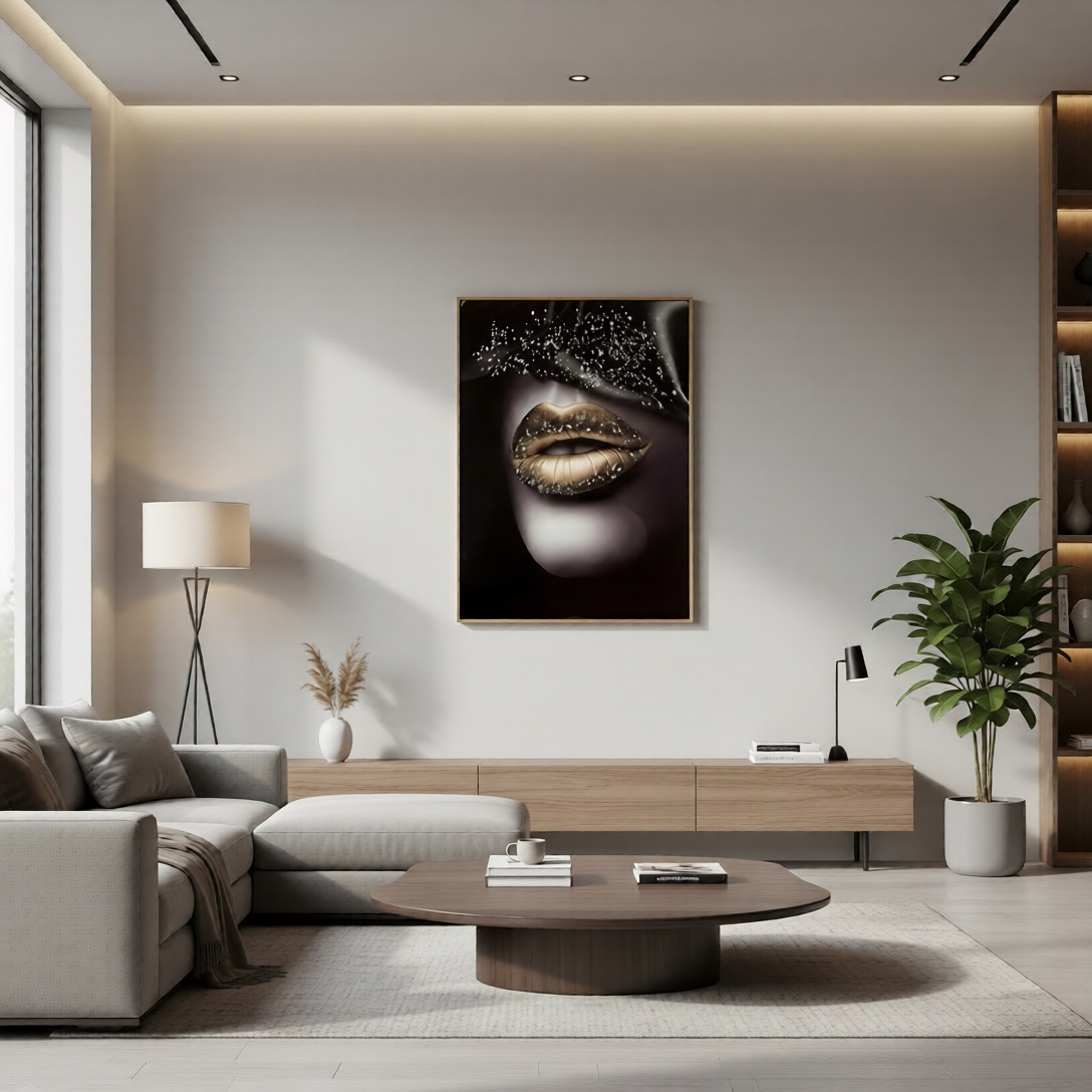 Картина интерьерная со смолой Золотые губы 40х50 см 2024-4954